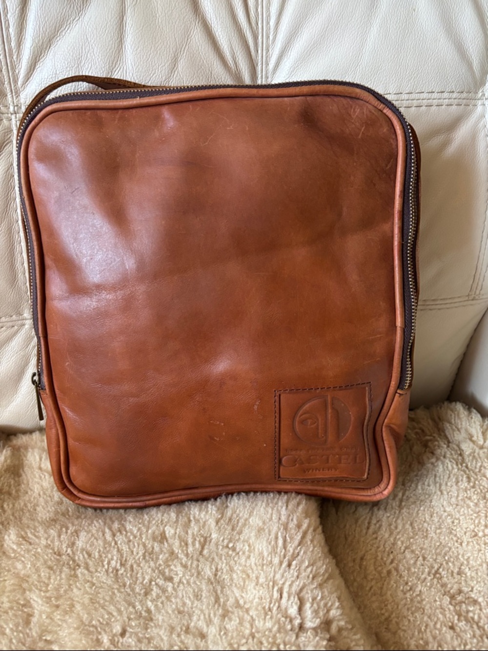 Tan Leather Men’s Toiletry Bag